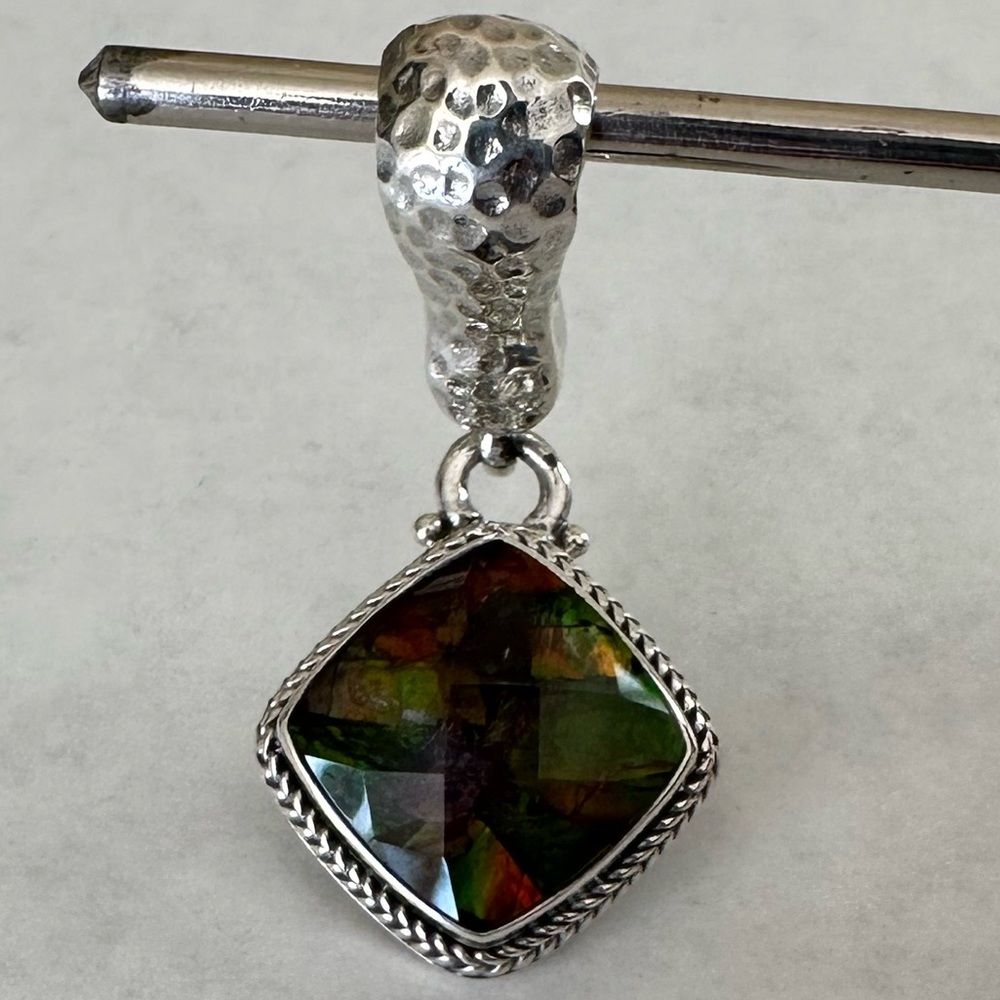 Sarda Ammolite Silver Enhancer. 1.75” drop. .75” wide. - Picture 11 of 11